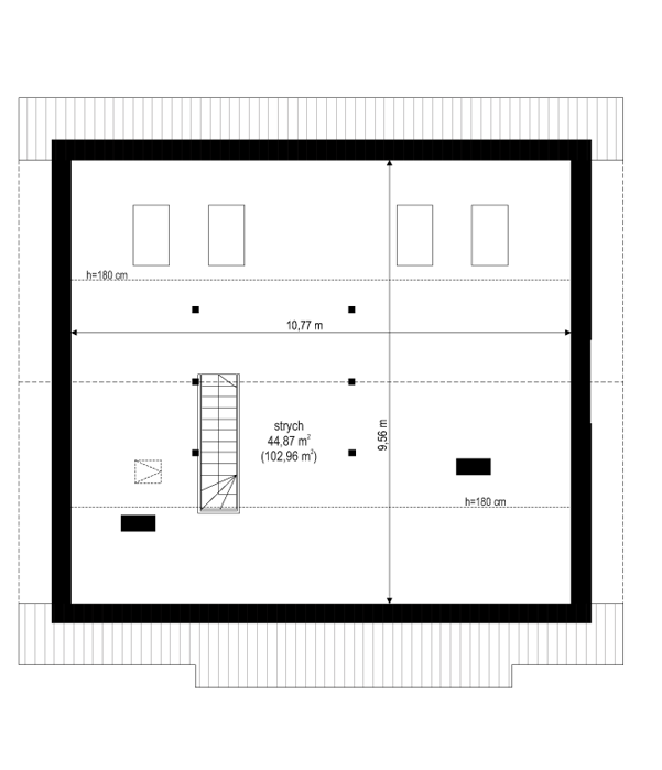 Rzut strychu: Do indywidualnej adaptacji POW. 0,0 m²