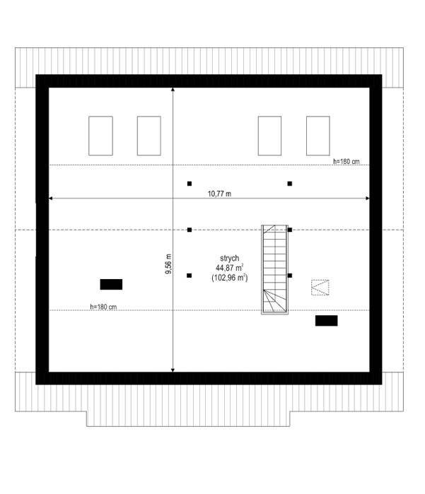 Rzut strychu lustro: Do indywidualnej adaptacji POW. 0,0 m²
