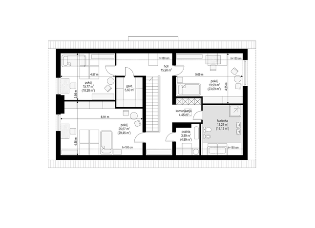 Rzut poddasza POW. 116,8 m²