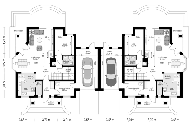 Rzut parteru POW. 110,1 m²