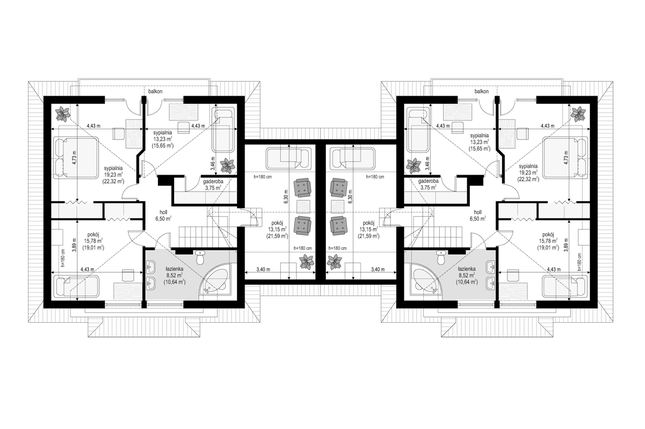 Rzut poddasza POW. 88,5 m²