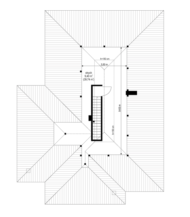 Rzut strychu POW. 0,0 m²