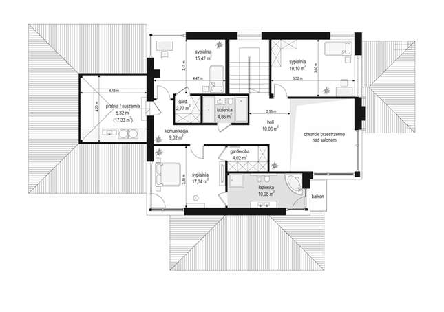 Rzut piętra POW. 110,0 m²