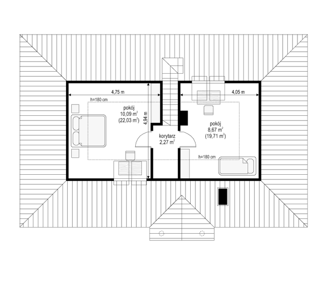 Rzut poddasza POW. 44,0 m²