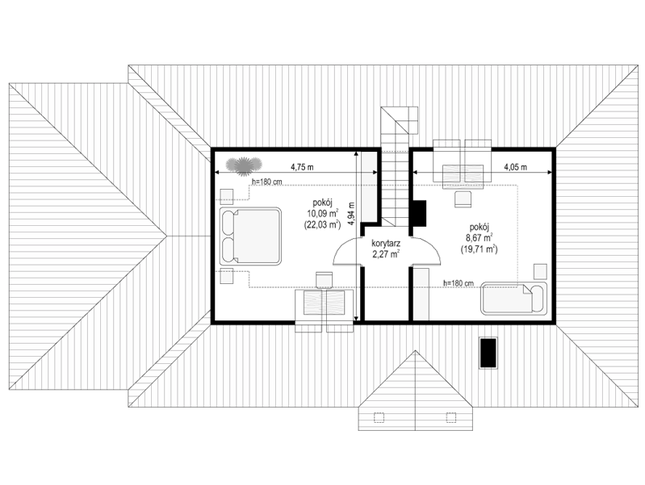 Rzut poddasza POW. 44,0 m²