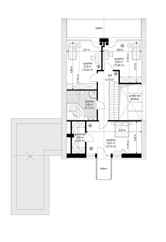 Rzut poddasza POW. 68,2 m²