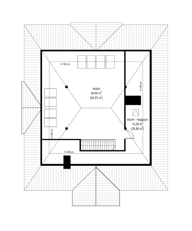 Rzut strychu POW. 0,0 m²