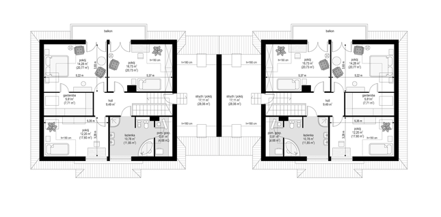 Rzut poddasza POW. 120,9 m²