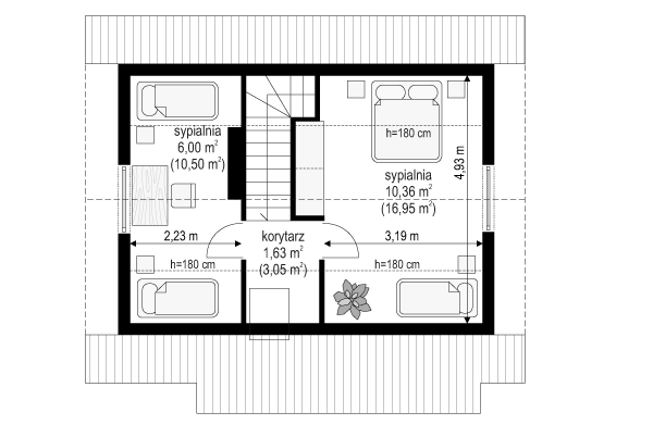 Rzut poddasza POW. 30,5 m²