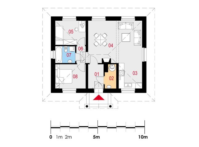 Rzut parteru POW. 60,9 m²