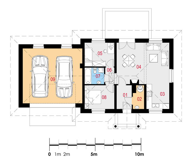 Rzut parteru POW. 98,9 m²