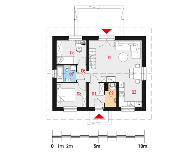 Rzut parteru POW. 61,3 m²