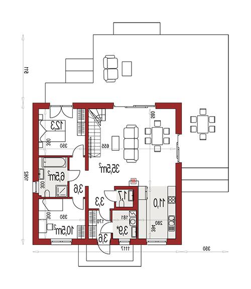 Rzut parteru lustro POW. 0,0 m²