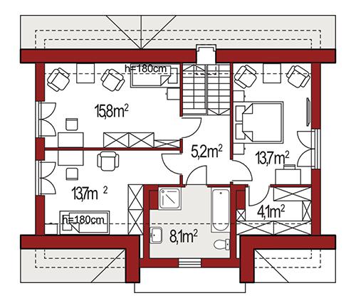 Rzut poddasza POW. 0,0 m²