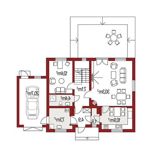 Rzut parteru lustro POW. 0,0 m²