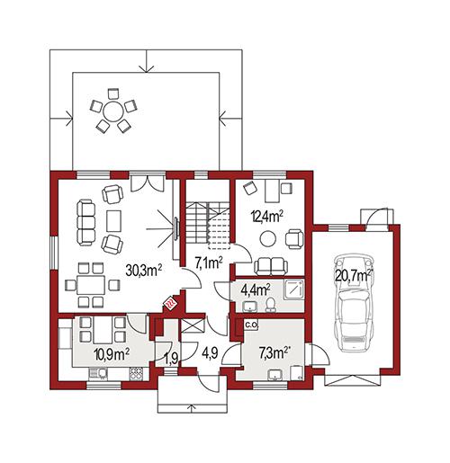 Rzut parteru POW. 0,0 m²