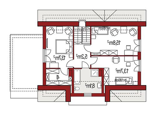 Rzut poddasza lustro POW. 0,0 m²