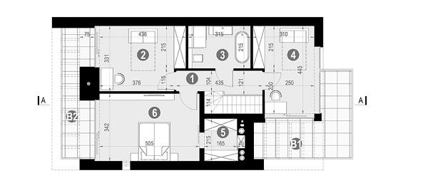 Rzut piętra POW. 79,1 m²