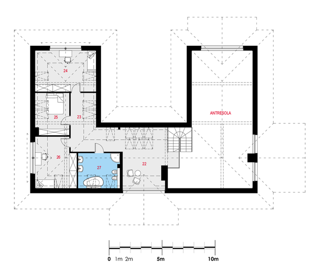 Rzut poddasza lustro POW. 122,5 m²