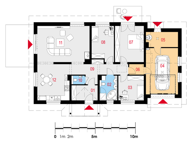 Rzut parteru lustro POW. 140,7 m²
