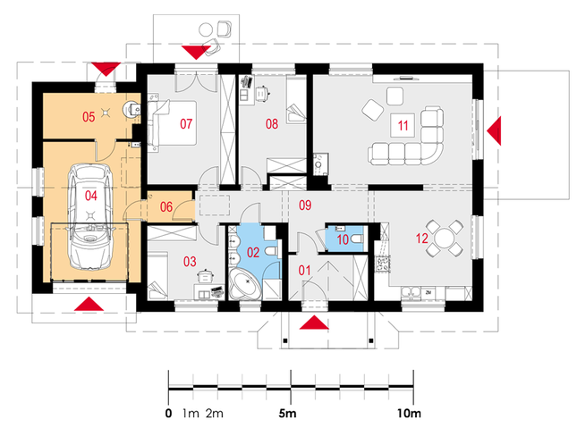 Rzut parteru POW. 140,7 m²