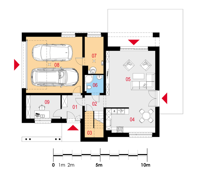 Rzut parteru POW. 112,8 m²