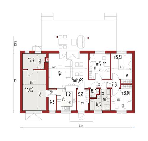 Rzut parteru lustro POW. 0,0 m²