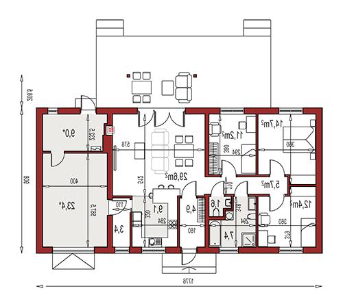 Rzut parteru lustro POW. 0,0 m²
