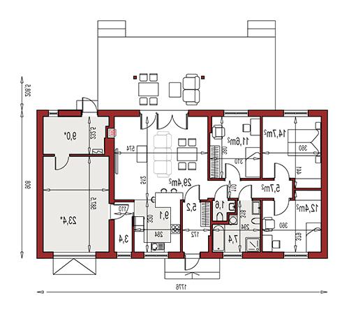 Rzut parteru lustro POW. 0,0 m²