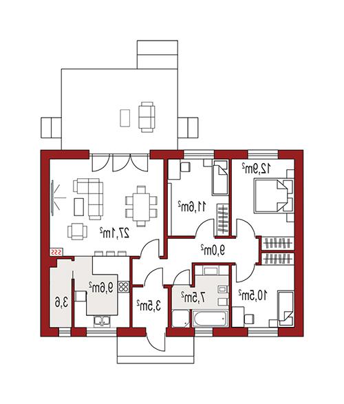 Rzut parteru lustro POW. 0,0 m²