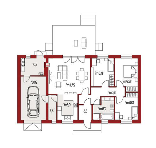 Rzut parteru lustro POW. 0,0 m²
