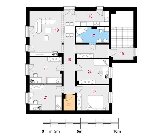 Rzut piętra POW. 141,1 m²