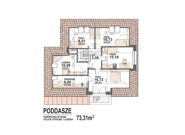Rzut poddasza POW. 116,4 m²