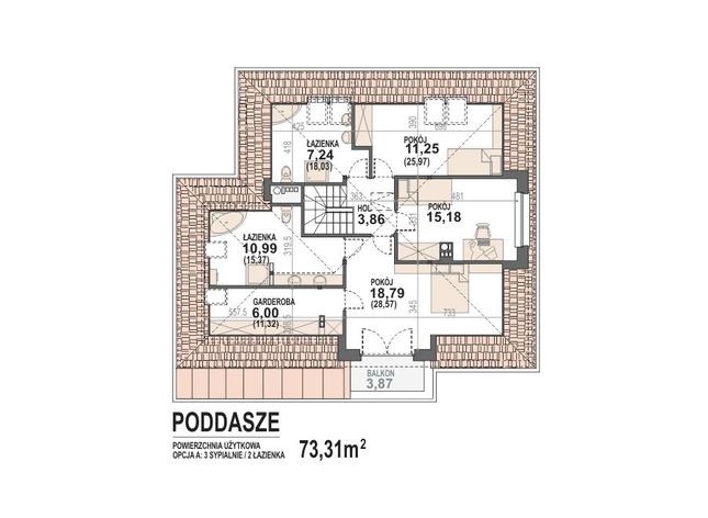 Rzut poddasza POW. 118,3 m²