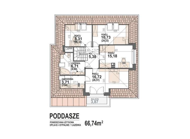 Rzut poddasza POW. 109,1 m²