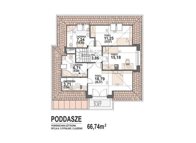 Rzut poddasza POW. 108,9 m²