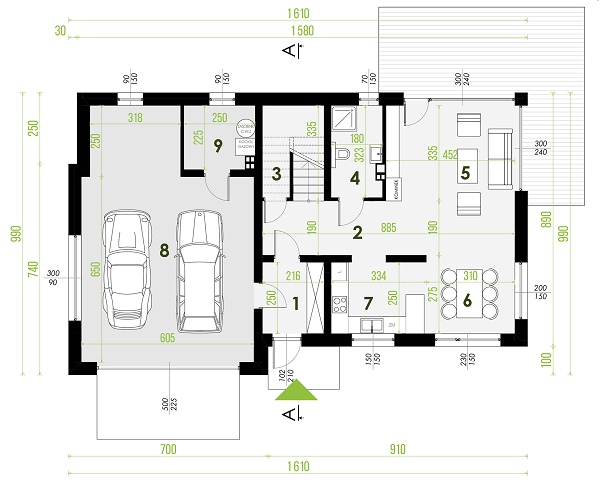 Rzut parteru POW. 117,1 m²