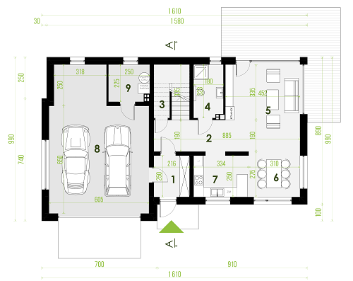 Rzut parteru POW. 117,1 m²