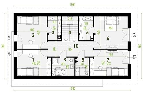 Rzut poddasza POW. 113,1 m²
