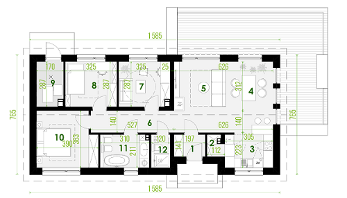 Rzut parteru POW. 91,8 m²