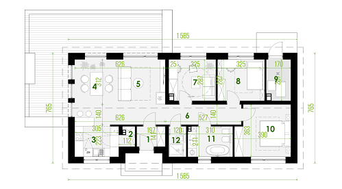 Rzut parteru lustro POW. 91,8 m²