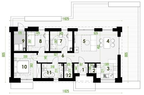Rzut parteru POW. 91,8 m²