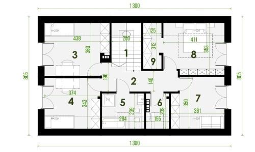Rzut poddasza POW. 73,9 m²