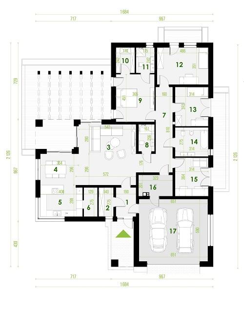 Rzut parteru POW. 205,2 m²