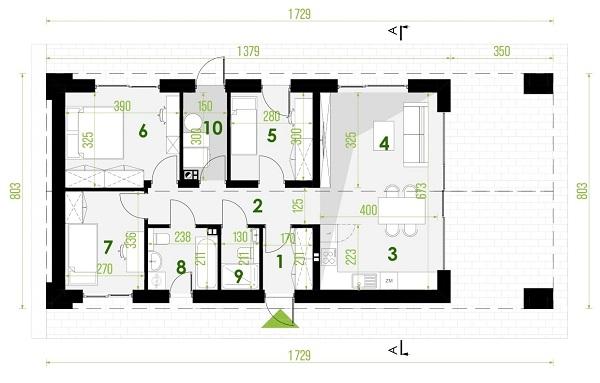 Rzut parteru POW. 79,6 m²