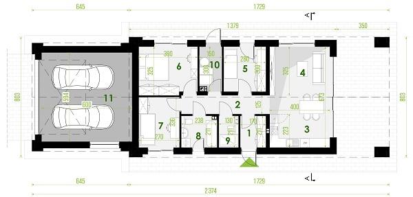 Rzut parteru POW. 115,2 m²