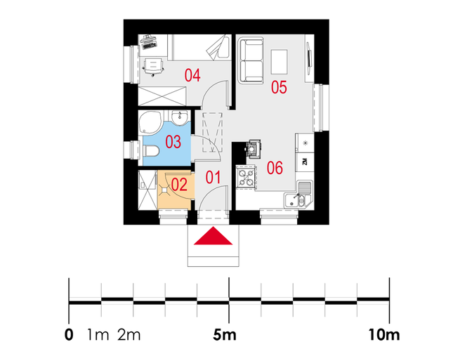 Rzut parteru POW. 28,1 m²