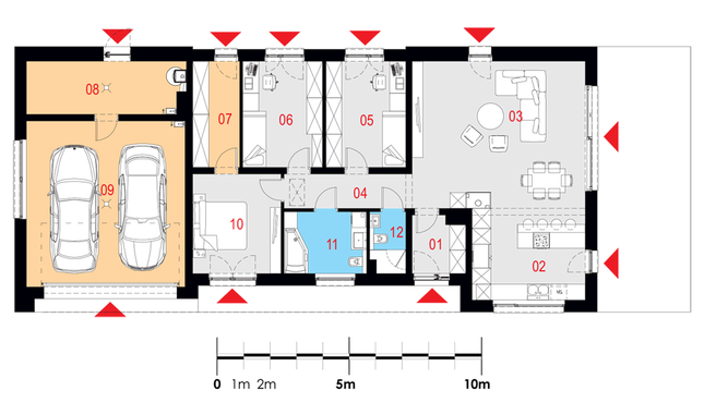 Rzut parteru lustro POW. 160,7 m²