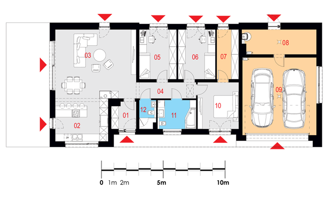 Rzut parteru POW. 160,7 m²