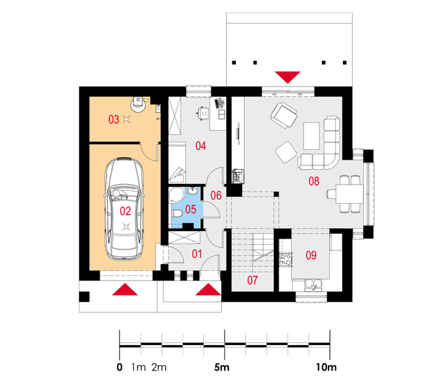 Rzut parteru POW. 95,1 m²